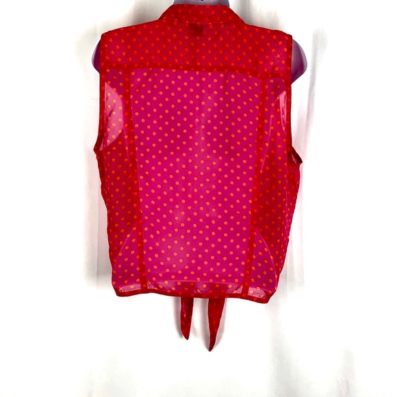 Derek Heart sheer tie front polkadot blouse L - Picture 5 of 5
